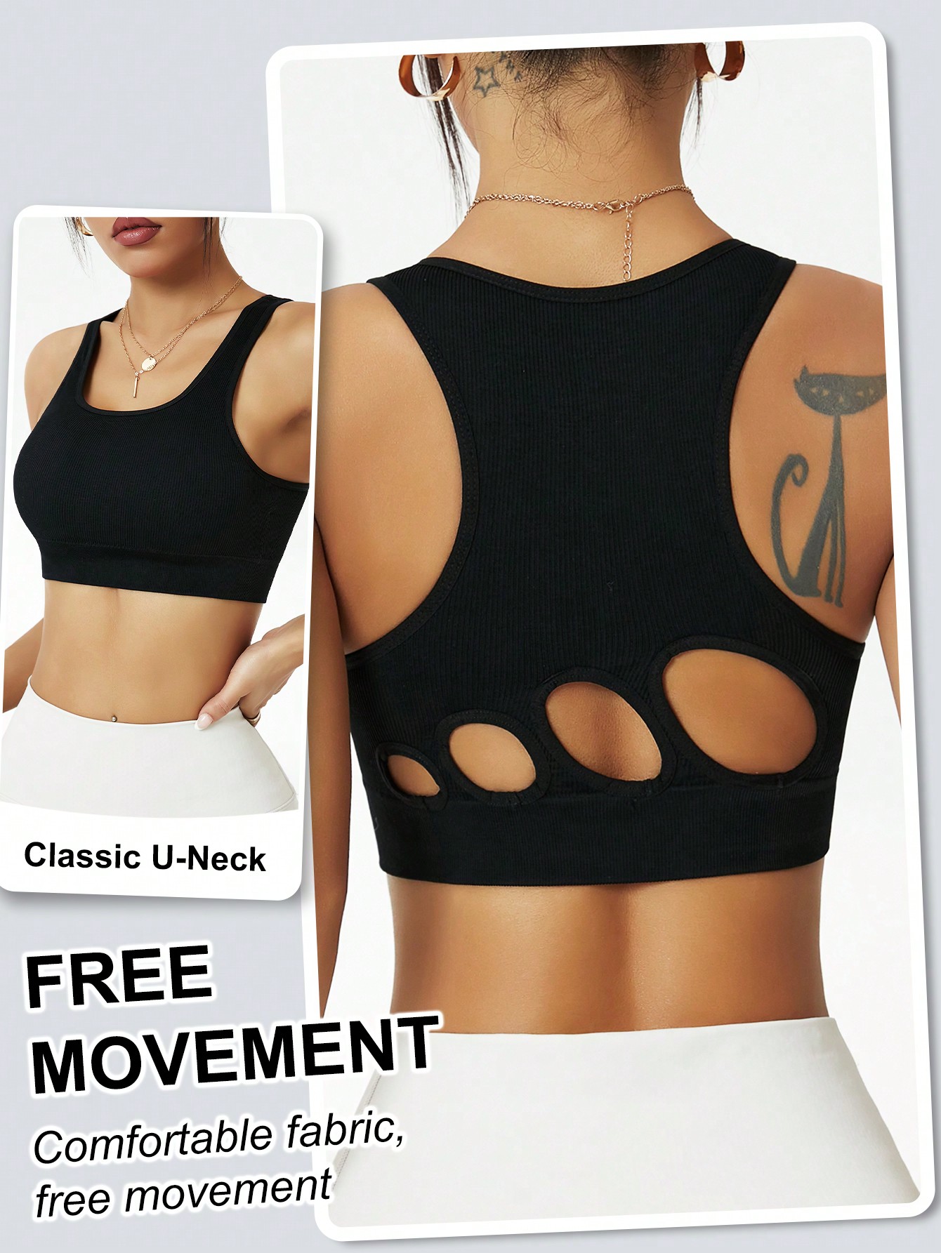 Seamless Ribbed Workout Tank Top - Nahtloser gerippter Sport-BH für Damen mit