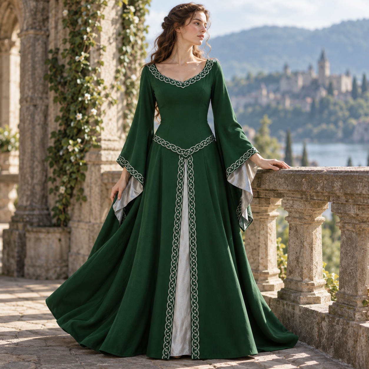 Dresses - Langärmliges, mittellanges Retro-Kleid mit Rundhalsausschnitt, nahtlosem,