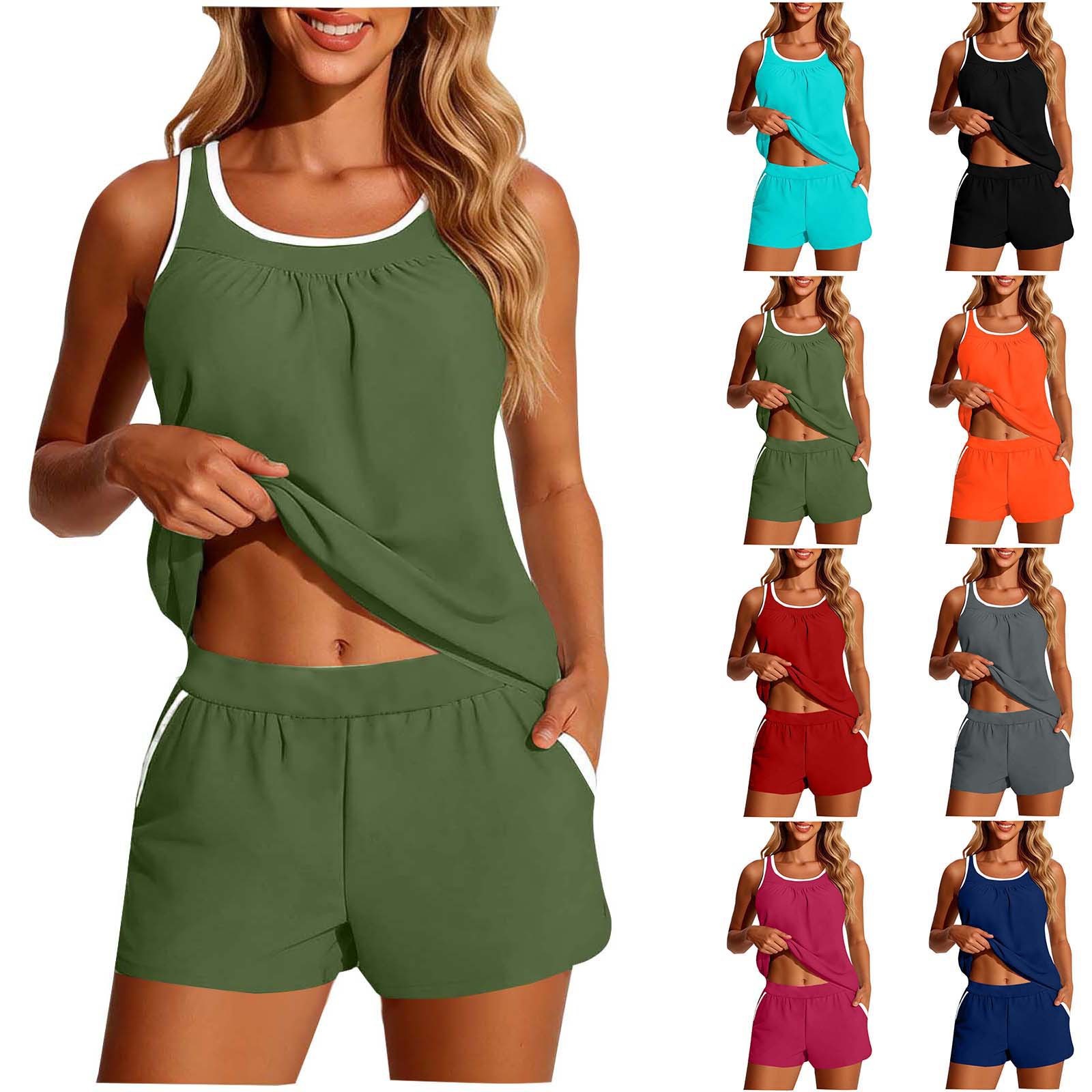 Tops - 2-teiliger Badeanzug für Damen, ärmelloses, kurzes