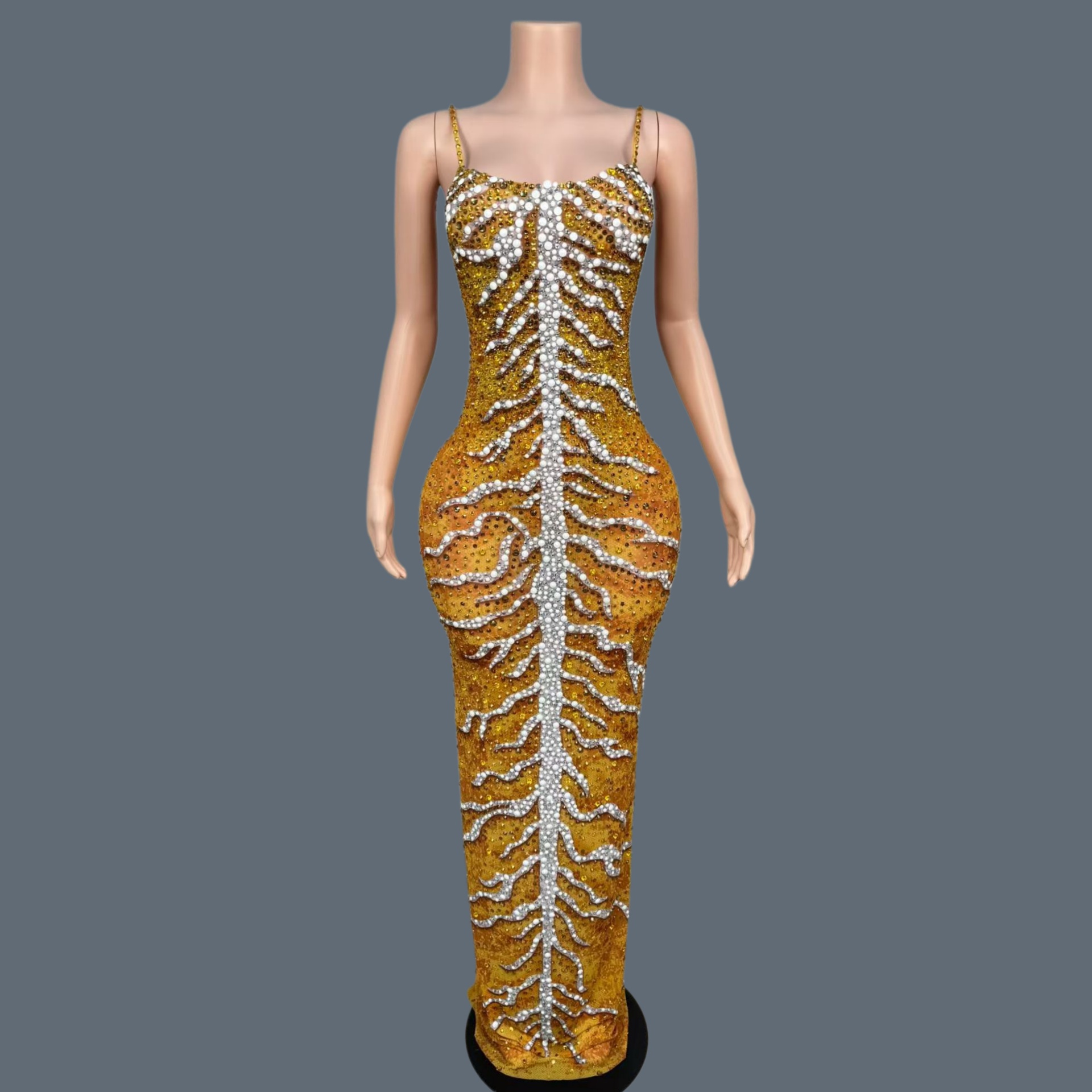 Sparkly Rhinestone Club Party Dress - Luxuriöses Strass-Glitzer-Spandex-Kleid, Elegantes Langes Kleid für