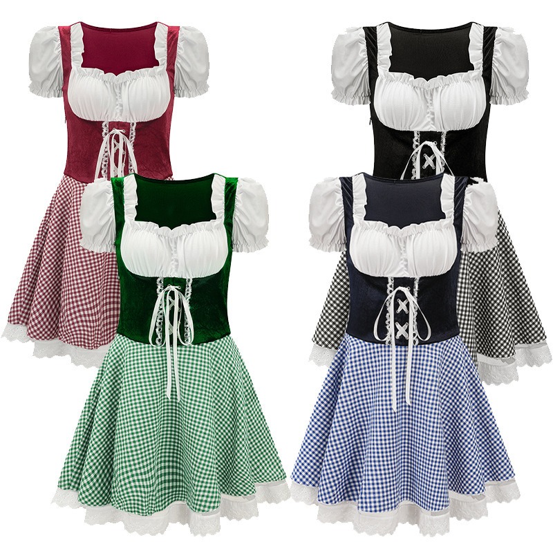 Dresses - 2026 Neues Karnevalskostüm Lustiges Oktoberfest-Kurzarmkleid Retro-Themenparty-Rollenspiel-Outfit