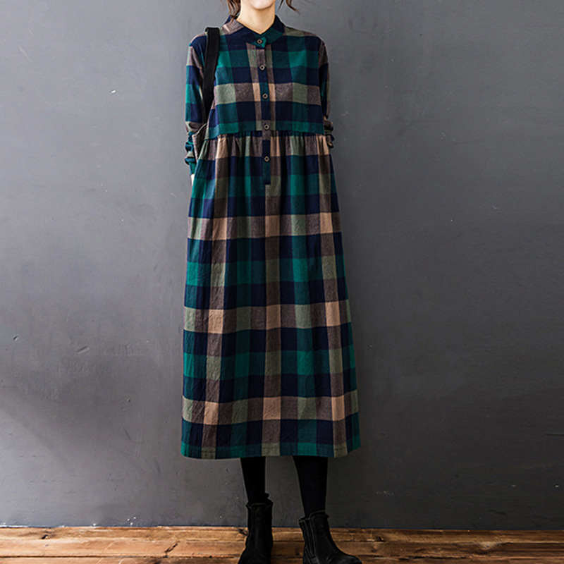 Casual Loose Linen Shirt Dress - Damen Herbst Neu Vintage Mori Girl