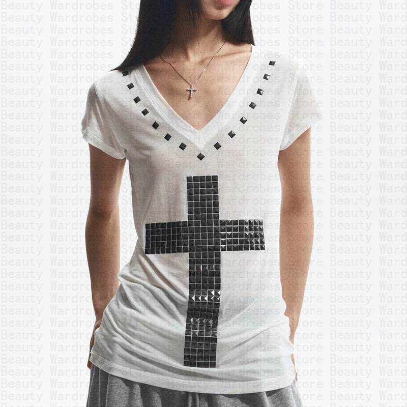 Y2K Graphic Baby Tee Crop - Rock Goth Einzigartiges Top Y2k Crop