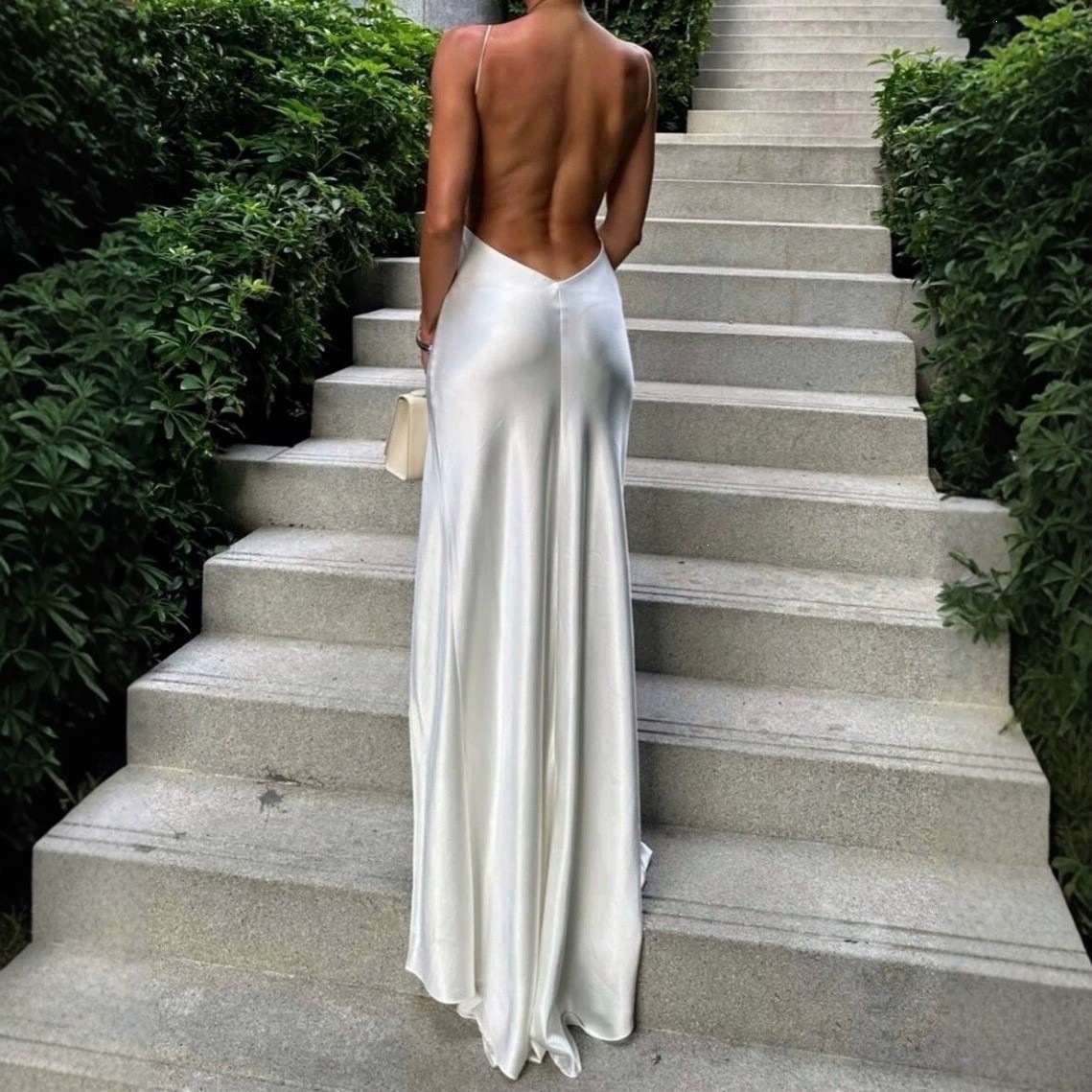 Weißes Satin-Maxikleid für den – Elegant Satin Evening Gown Split Bewertung und Preis