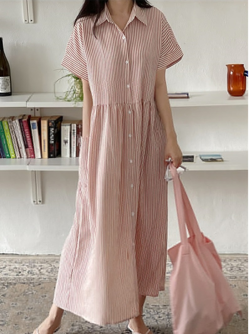 Retro Koreanischer Stil Locker – Casual Loose Linen Shirt Dress Bewertung und Preis