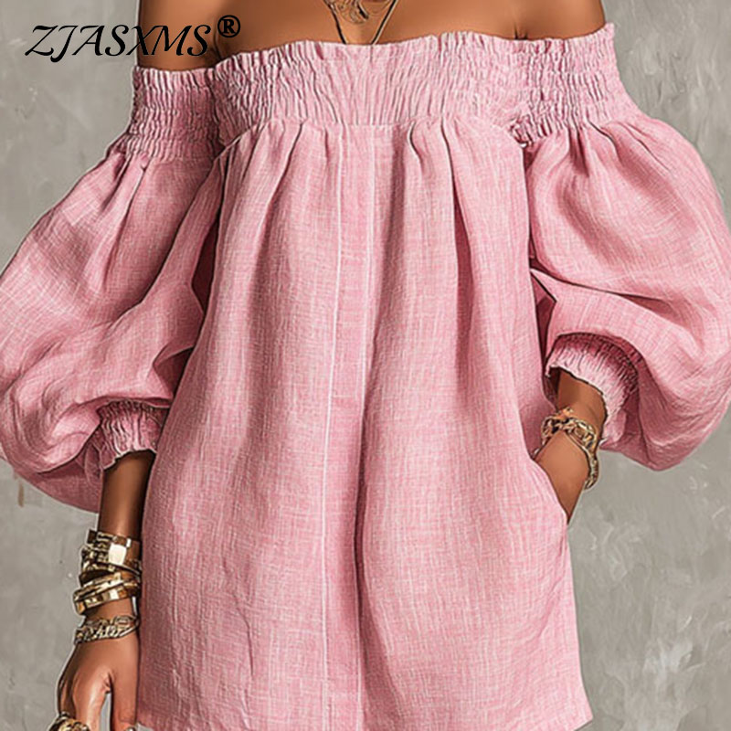 Damenkleid mit Schulterfreiem  – Off Shoulder Puff Sleeve Sundress Bewertung und Preis