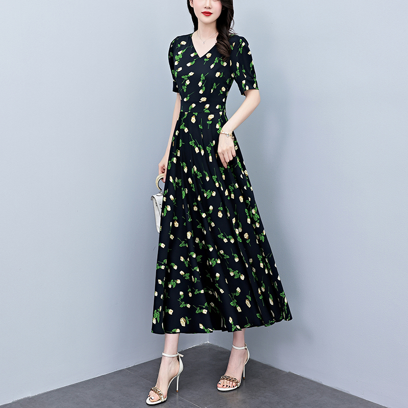 Sommer Kurzarm Bodycon Lange K – French Vintage Floral Midi Dress Bewertung und Preis