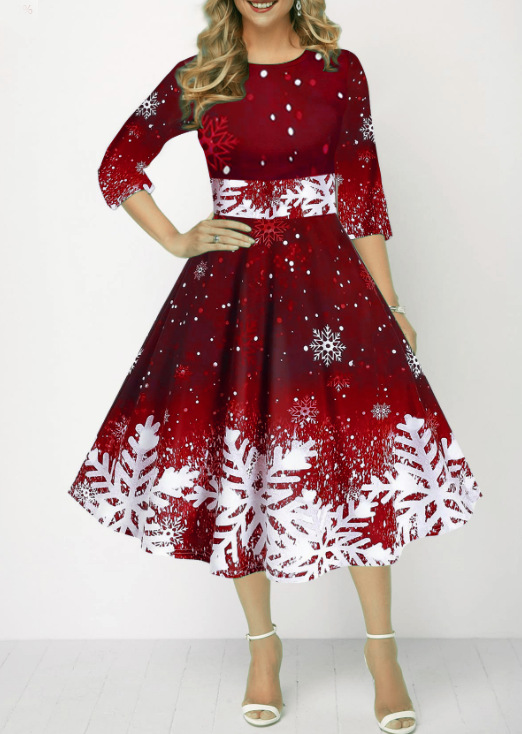 Winter Weihnachten Kleider Fra – French Vintage Floral Midi Dress Bewertung und Preis