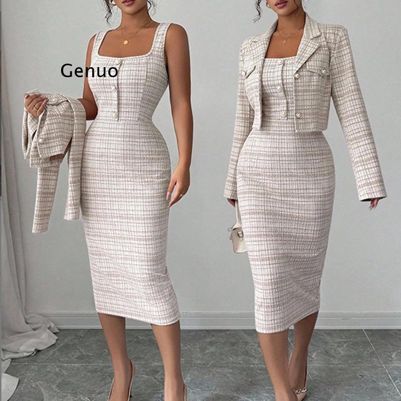 2026 Neues Elegantes Tweed-Zwe – Tweed Two Piece Blazer Dress Bewertung und Preis