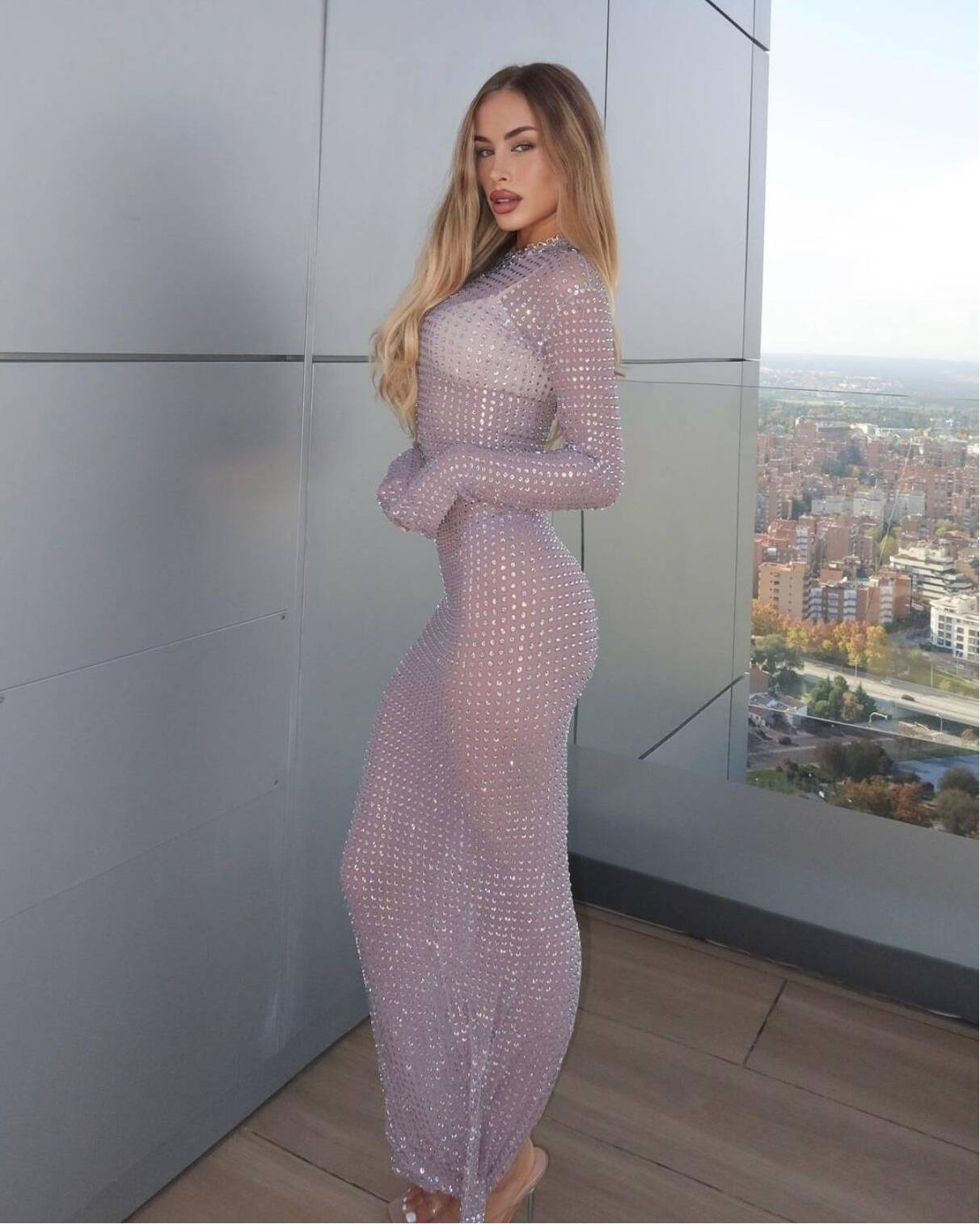 2025, neues transparentes Foto – Sparkly Rhinestone Club Party Dress Bewertung und Preis