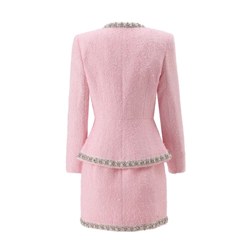 Premium Rosa Tweed Damen Zweit – Tweed Two Piece Blazer Dress Bewertung und Preis