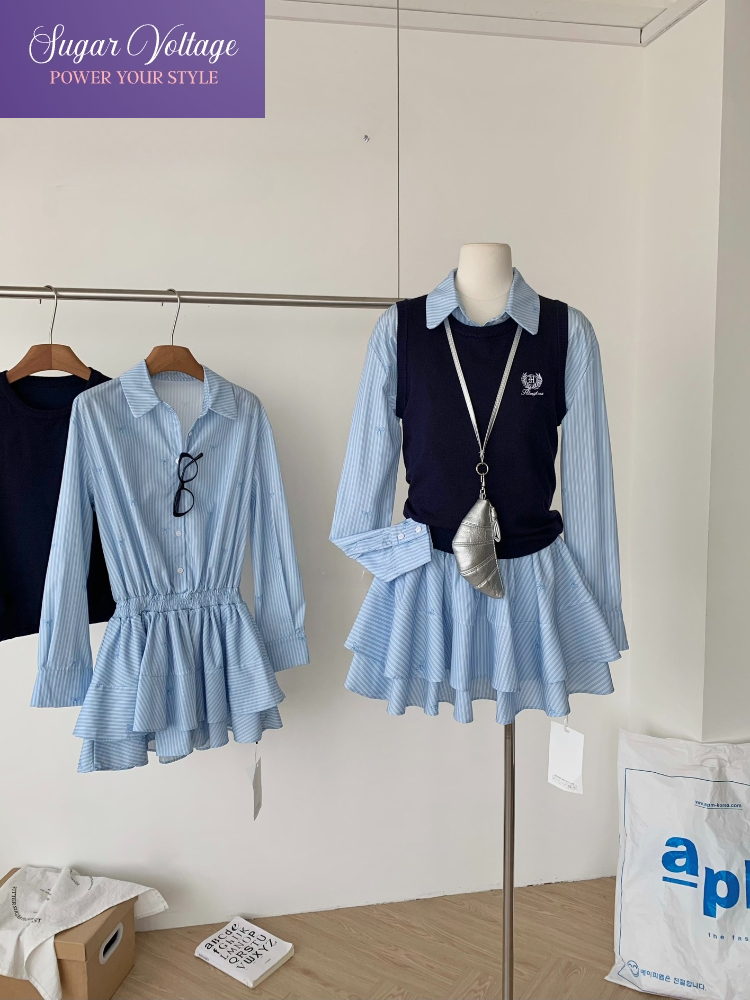 Frühling Herbst Koreanische Mo – Korean Style A Line Shirt Dress Bewertung und Preis