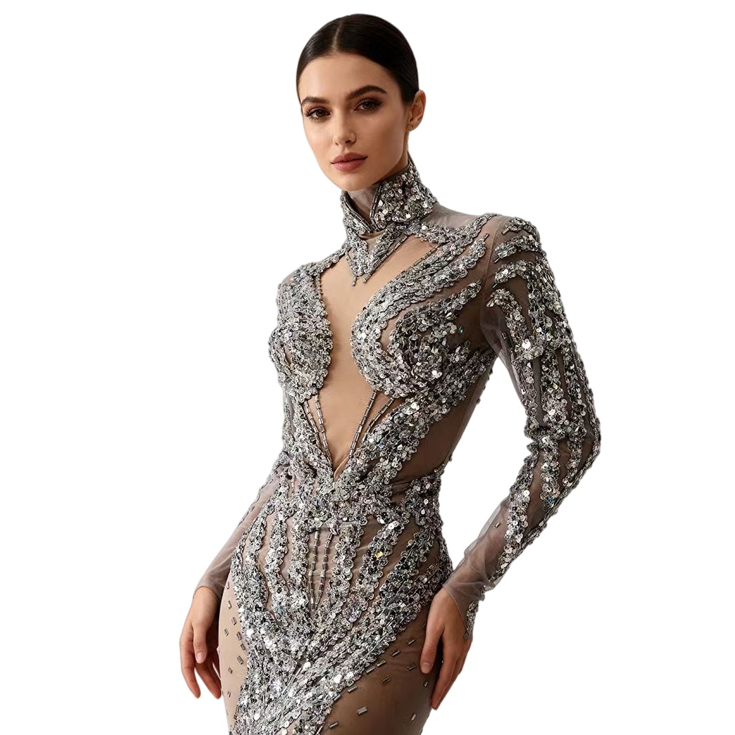 Silberne glitzernde Pailletten – Sparkly Rhinestone Club Party Dress Bewertung und Preis