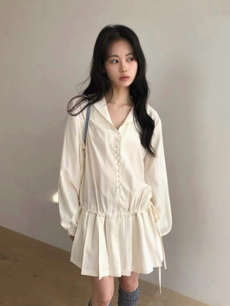 Schlankmachendes Langarm-Hemdk – Korean Style A Line Shirt Dress Bewertung und Preis